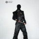 VE2 暗黑先锋亮面PU皮垫肩马甲男女朋克舞台演出队服高腰短款 夹克