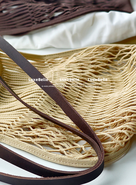 lem真皮轻奢小众高级感斜挎网兜包度假松弛慵懒编织包单肩渔网包