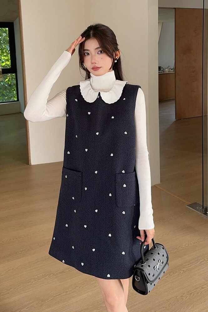(有现货)两件套小香风毛呢两件套爱心A背心连衣裙B280-P165-K205,女装连衣裙,浙宝280