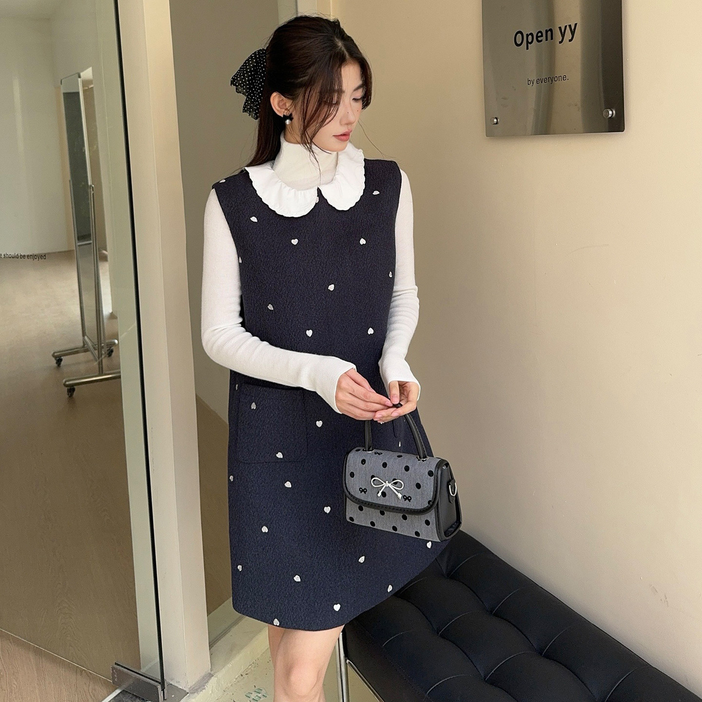 (有现货)两件套小香风毛呢两件套爱心A背心连衣裙B280-P165-K205,女装连衣裙,浙宝280