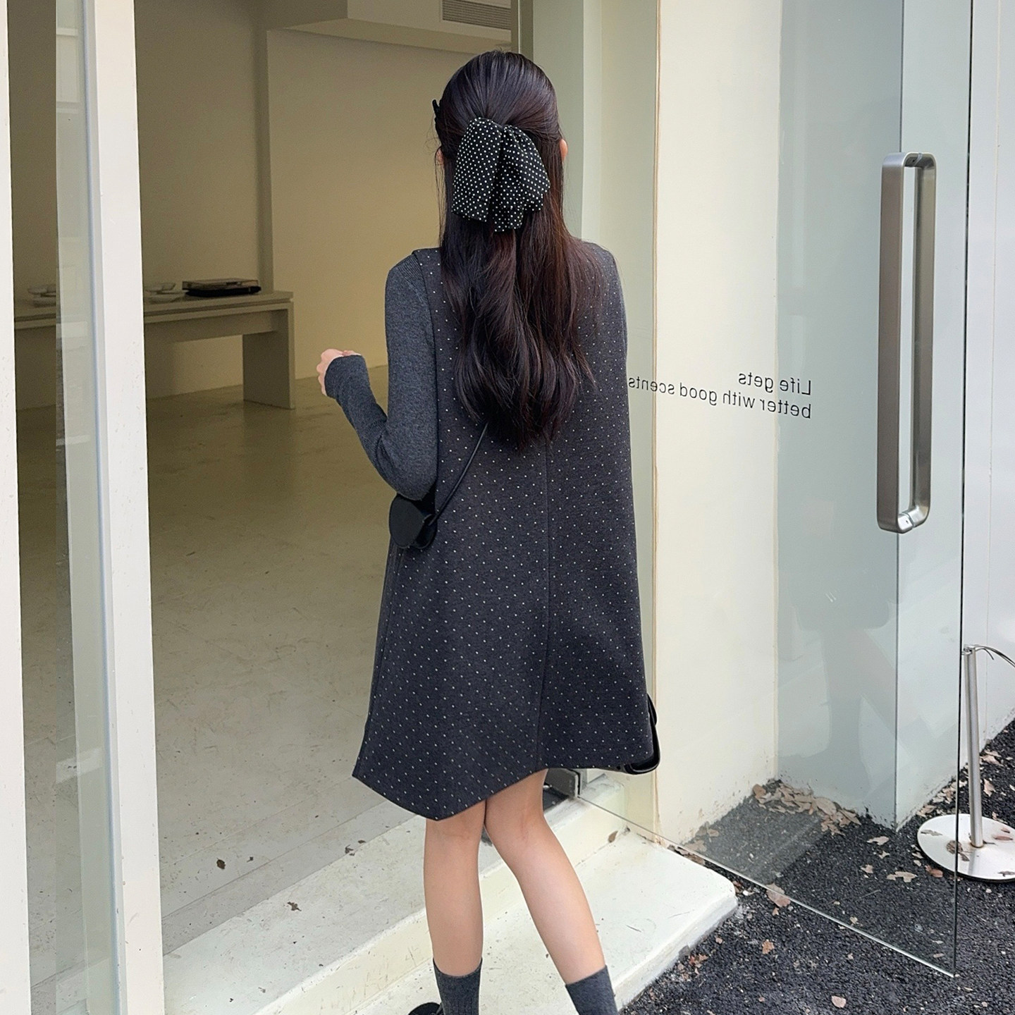 （有现货）小香风波点连衣裙A版两件套尼料背心裙B280-P145-K195,女装连衣裙,浙宝280