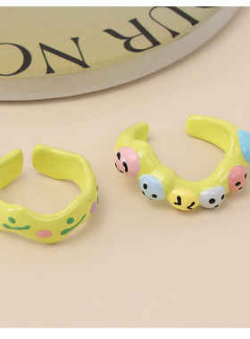 春白茸「荧光少女」可爱甜美百搭开口戒多彩夏日戒指时尚高级感女