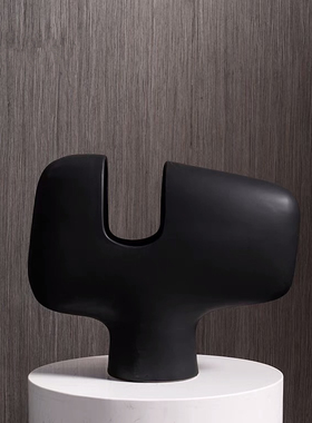 陶瓷创意台面插花电视柜黑色摆件