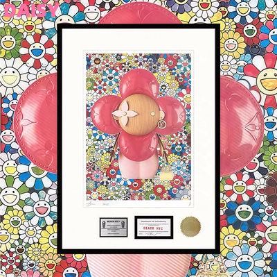 deathnyc新品集合吉祥物vivienne与村上隆太阳花联名玄关装饰画