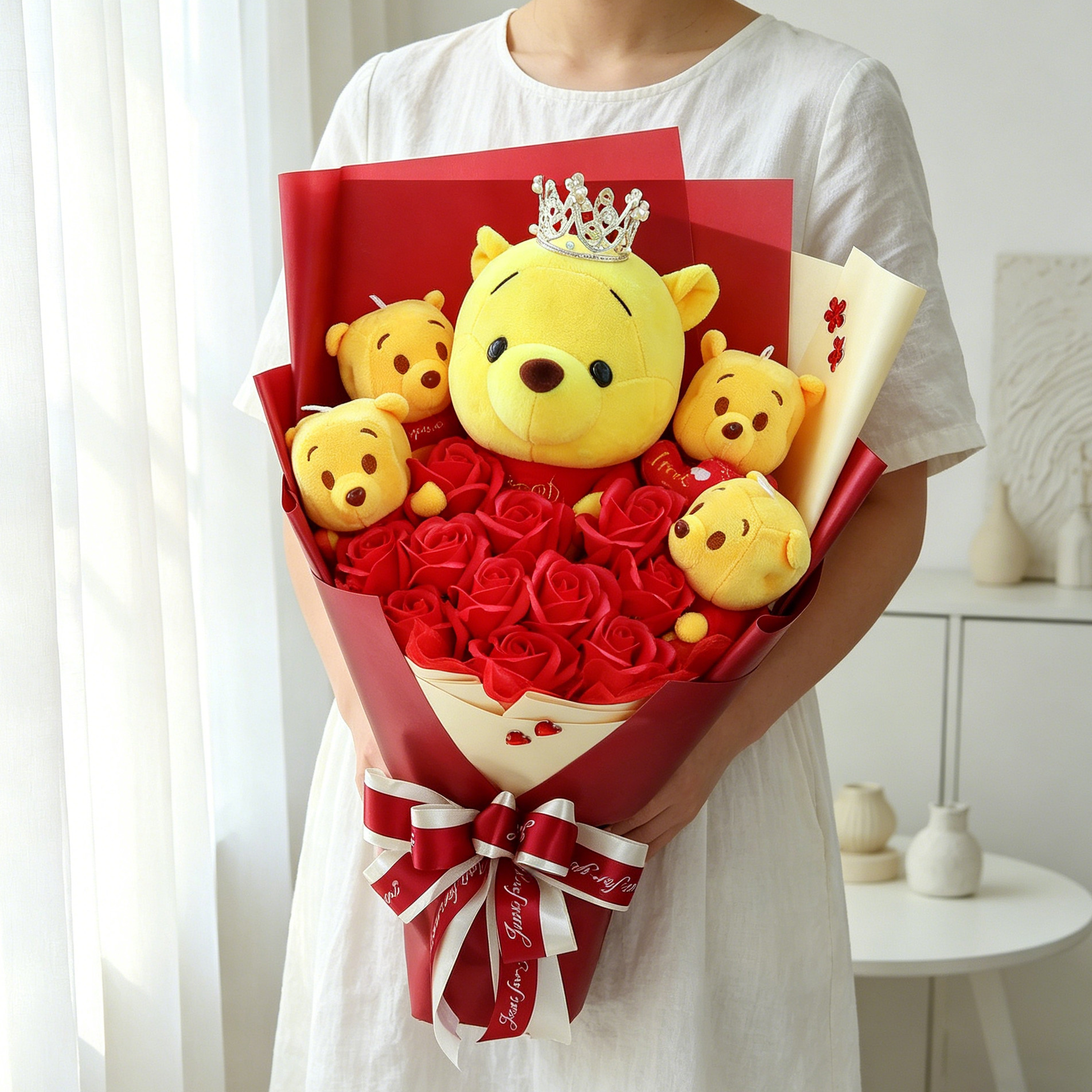 卡通花束小熊维尼玩偶娃娃送女朋友女生创意浪漫生日礼品毕业纪念