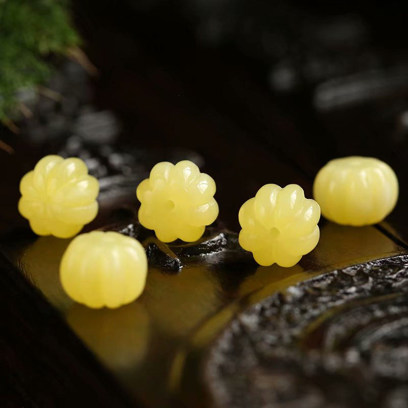 天然琥珀蜜蜡南瓜珠顶珠腰珠金刚星月菩提佛珠念珠手串手链配饰品
