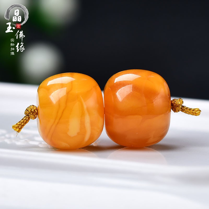 俄料老蜜蜡白花蜜虎皮纹老型桶珠散珠隔珠金刚星月菩提手串链配饰