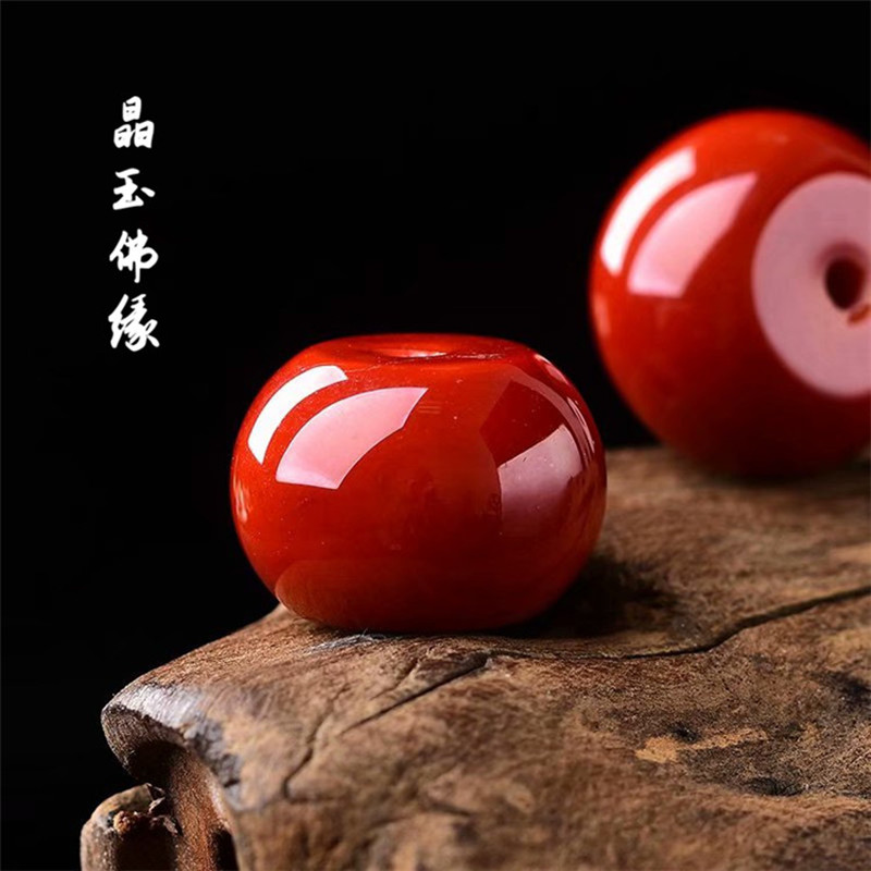 天然南红散珠鼓珠算盘珠凉山柿子红配珠墩子单颗珠子手串菩提配饰