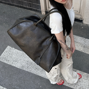 中古不规则托特包2025新款 手提单肩旅行大包做旧皮异形通勤腋下包