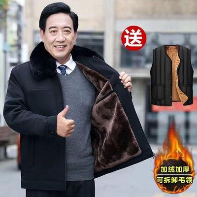 中老年男装夹克棉衣加绒加厚