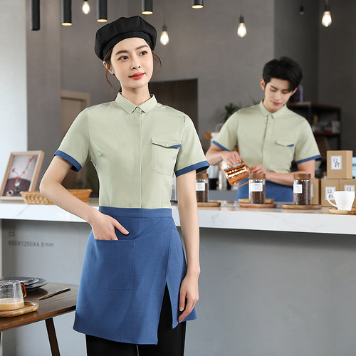 咖啡店工作服短袖餐厅餐饮火锅烤肉饭店烘焙店服务员夏季定制女款