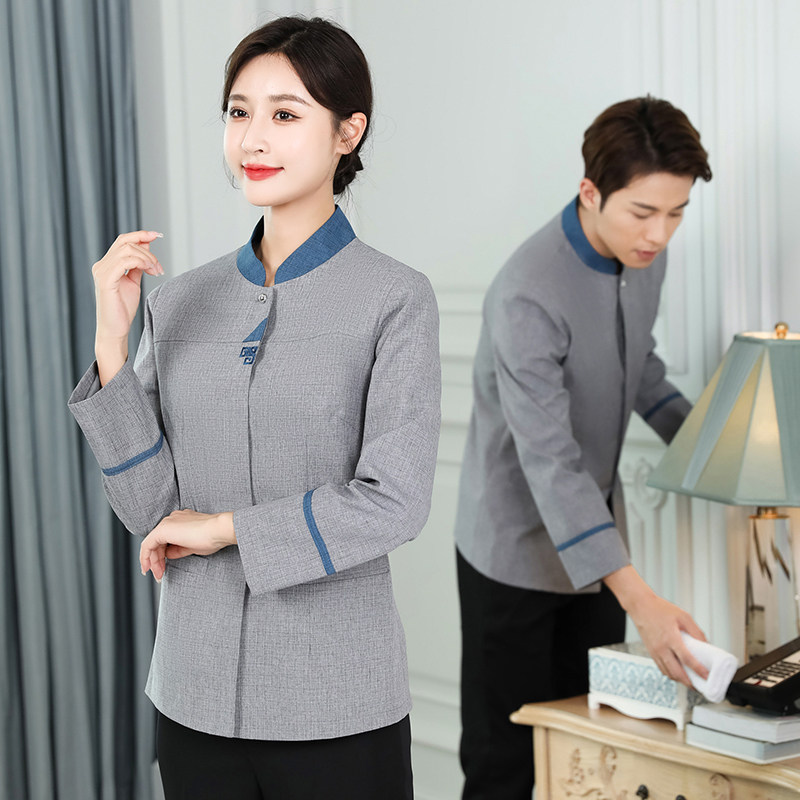 保洁工作服女酒店秋冬装制服餐厅宾馆客房服务员清洁阿姨长袖套装