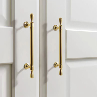 法式银色拉手柜门橱柜子门把手轻奢复古镀铬浴室柜衣柜抽屉长拉手