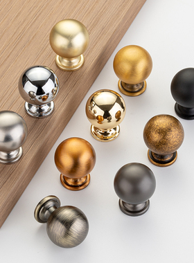 轻奢意式实心柜门圆形单孔拉手金色黑色法式简约橱柜衣柜抽屉把手