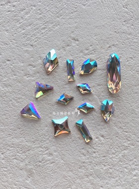 【施】正品奥钻闪烁白色001SHIM美甲异形钻 网红菱形长条四角水滴