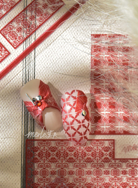 新工艺tomoni莫失MS合作款薄韧背胶贴纸 新年红色雪花中国风格子