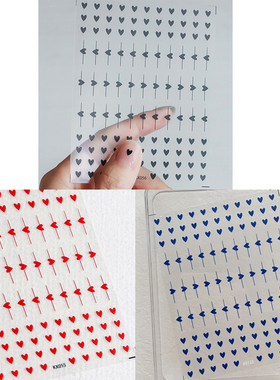 新工艺铁素KX联名款小爱心3*4mm桃心 黑色红色串串心形带背胶甲贴