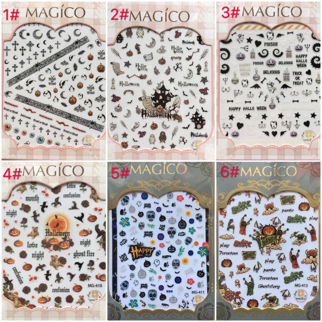 magico茉纪品牌超薄背胶贴纸 克罗心万圣节之月黑风高 南瓜节美甲