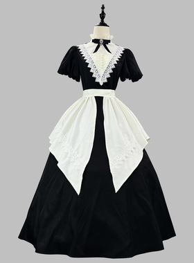 跨境新品 哥特修女黑色长短款op接袖围裙多穿女仆装 万圣节女仆服