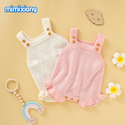 咪咪熊否吊带三角爬服腈纶春夏