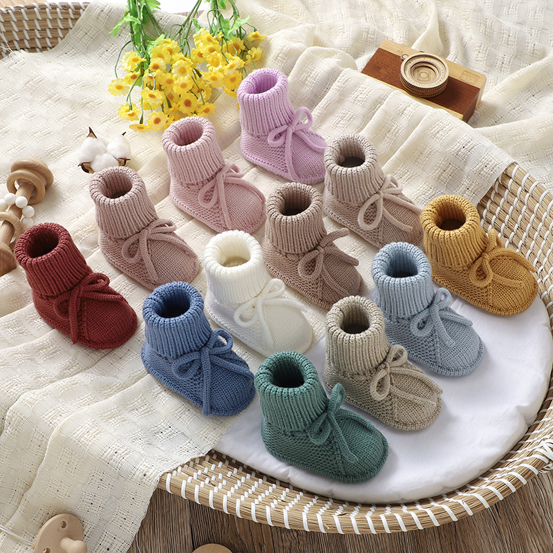 婴儿鞋子秋冬款宝宝学步鞋新生儿针织毛线鞋
