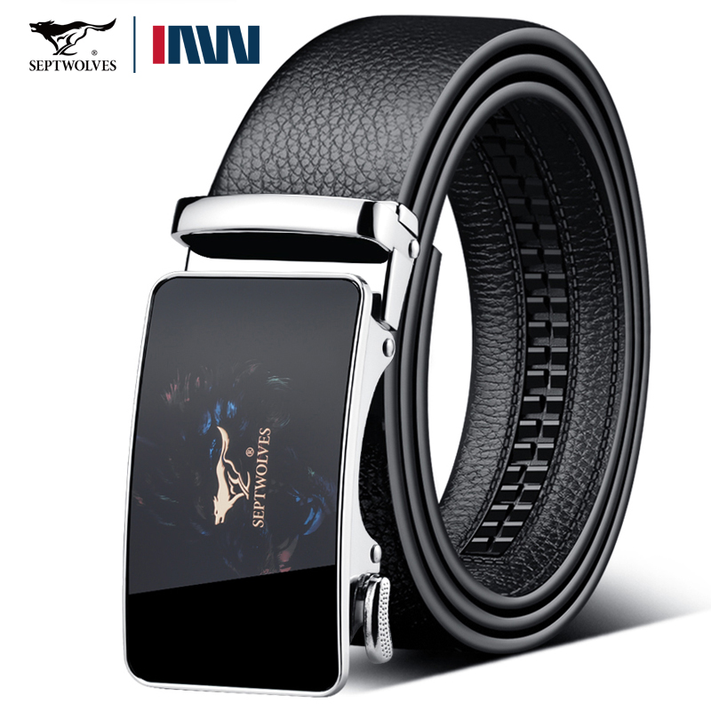 七匹狼皮带男士全真皮自动扣腰带品牌潮款纯头层牛皮滑道裤带软皮