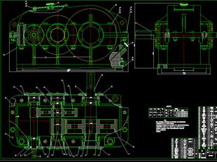 带式输送机二级直齿圆柱齿轮减速机设计2D图机械CAD图纸