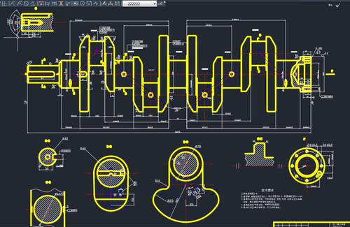 四缸柴油机曲轴工艺工装设计2D图机械CAD+说明图纸