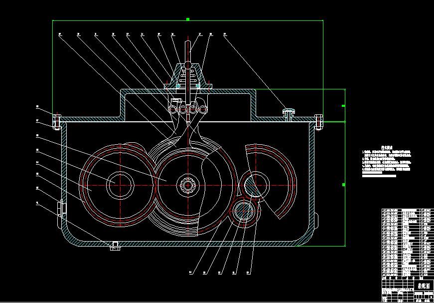 三轴式十二挡手动变速器设计2d图机械cad素材