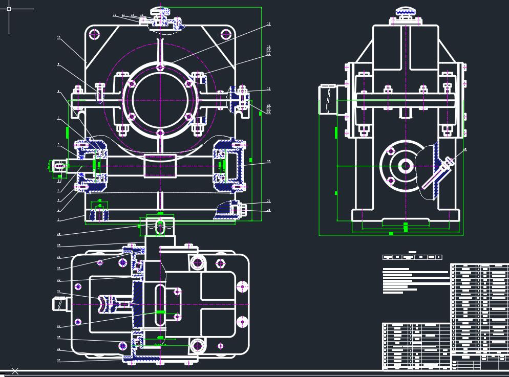 立式搅拌机蜗轮蜗杆减速器传动系统设计2D图机械CAD+说明图纸
