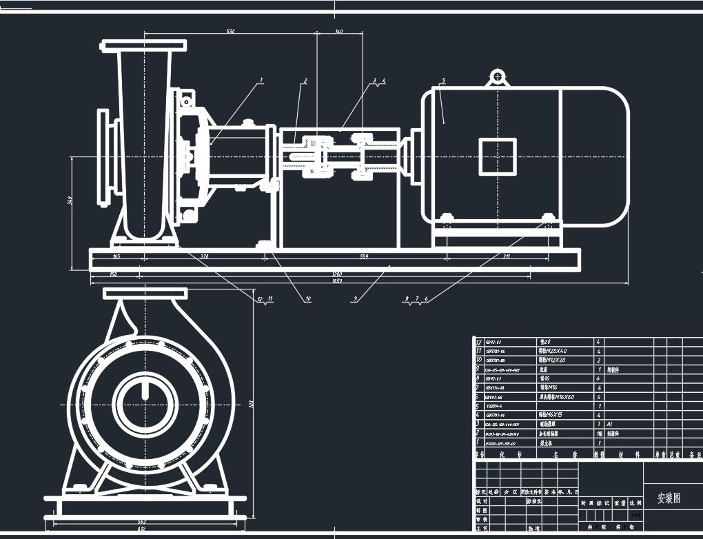 常温清水单级单吸卧式离心泵设计(ns=80.6)2D图机械CAD