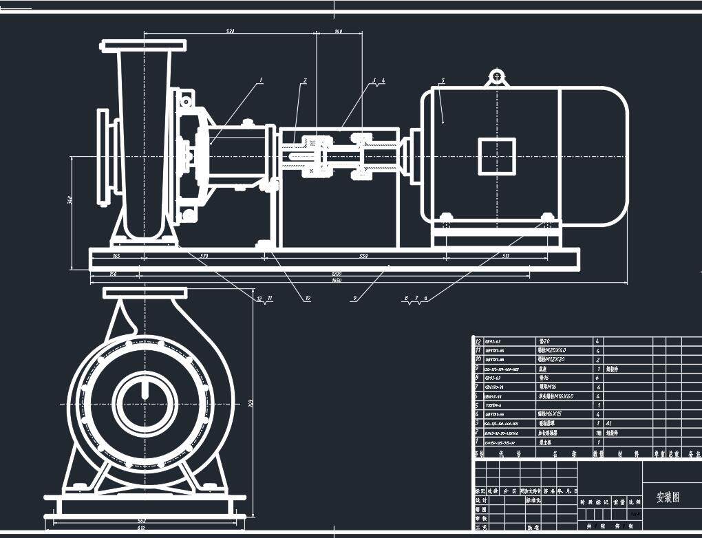 常温清水单级单吸卧式离心泵设计(ns=80.6)2d图机械cad 说明素材