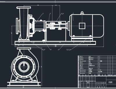 常温清水单级单吸卧式离心泵设计(ns=80.6)2D图机械CAD+说明素材