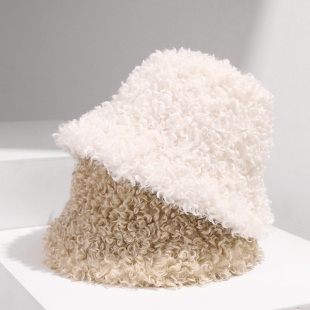 高级感毛茸茸渔夫帽女秋冬白色水桶帽子日系大头围显脸小盆帽加绒