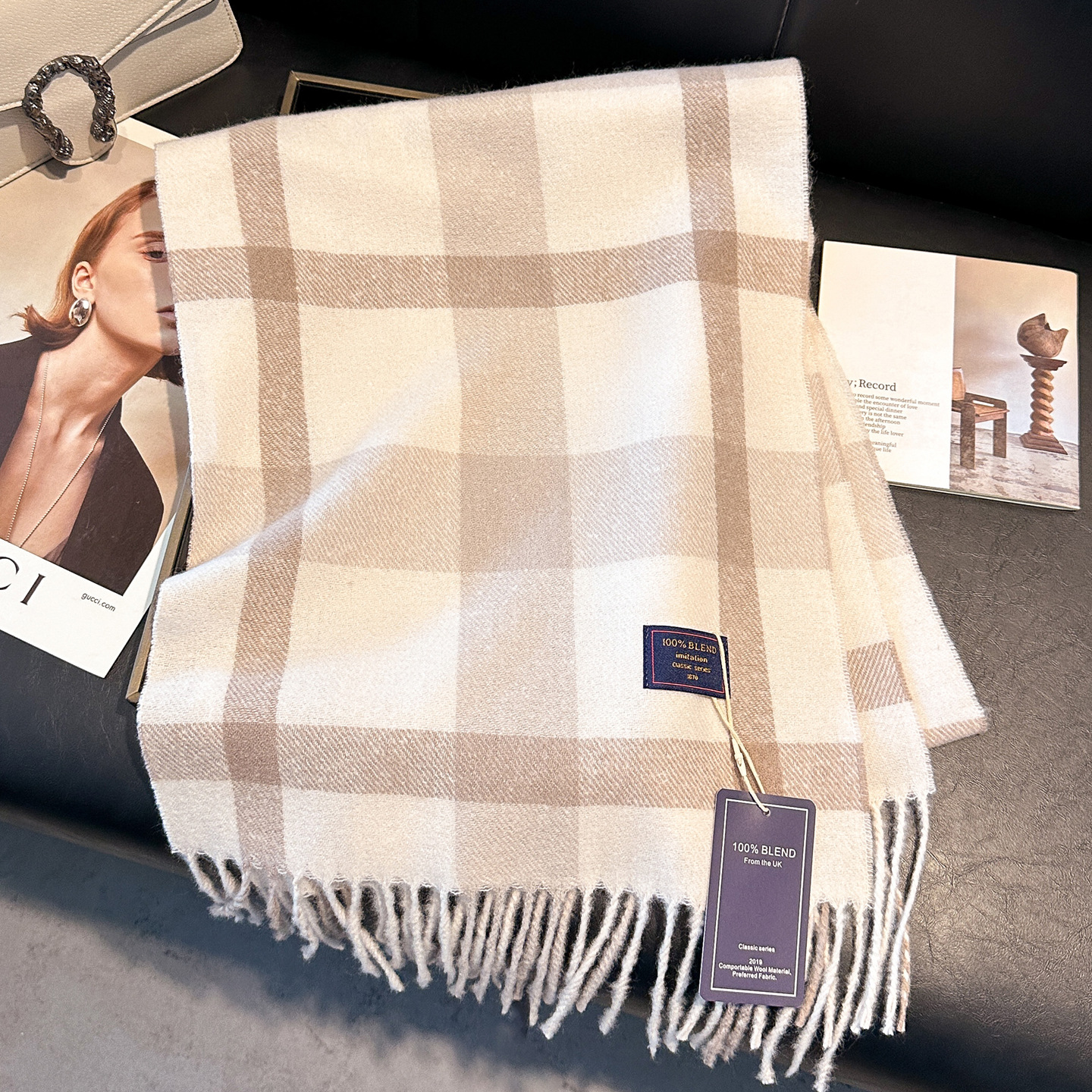 2025新款格子仿羊绒护颈椎围脖