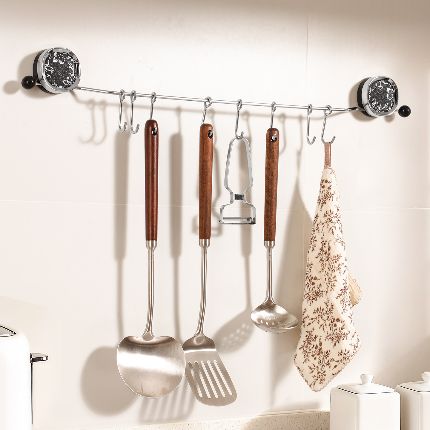 吸盘厨房挂钩免打孔强力承重不锈钢一排钩子无痕勺子铲子收纳神器,收纳整理,挂钩/粘钩,淘宝优惠券,粉丝福利购,淘宝优惠卷