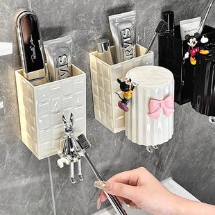 牙刷置物架卫生间免打孔情侣壁挂式 漱口杯电动牙具牙膏牙缸套装