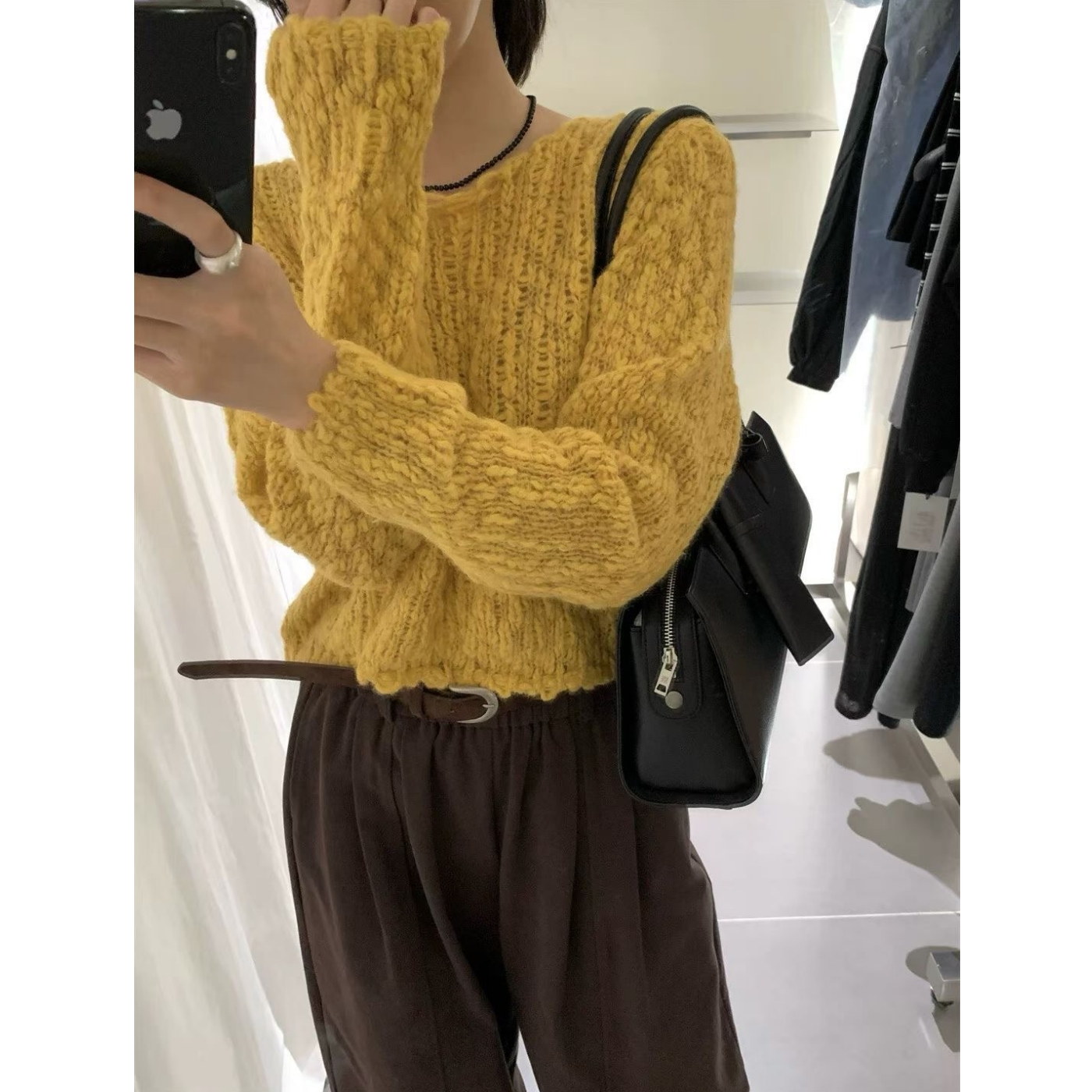 YOULI尤梨韩系复古慵懒风软糯圆领针织衫女宽松显瘦毛衣