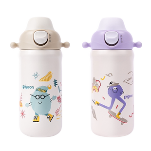 贝亲3+儿童保温杯水杯长效保温一键弹盖316L不锈钢可背可拎500ml