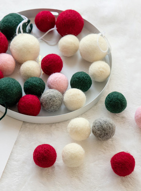 诺琪 4/6cm彩色羊毛毡装饰球diy材料挂饰  树花环圣诞节小装饰品
