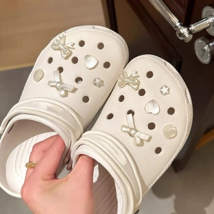 珍珠蝴蝶结鞋花洞洞鞋配饰diy拖鞋适配装饰配件卡扣鞋扣高级爆款