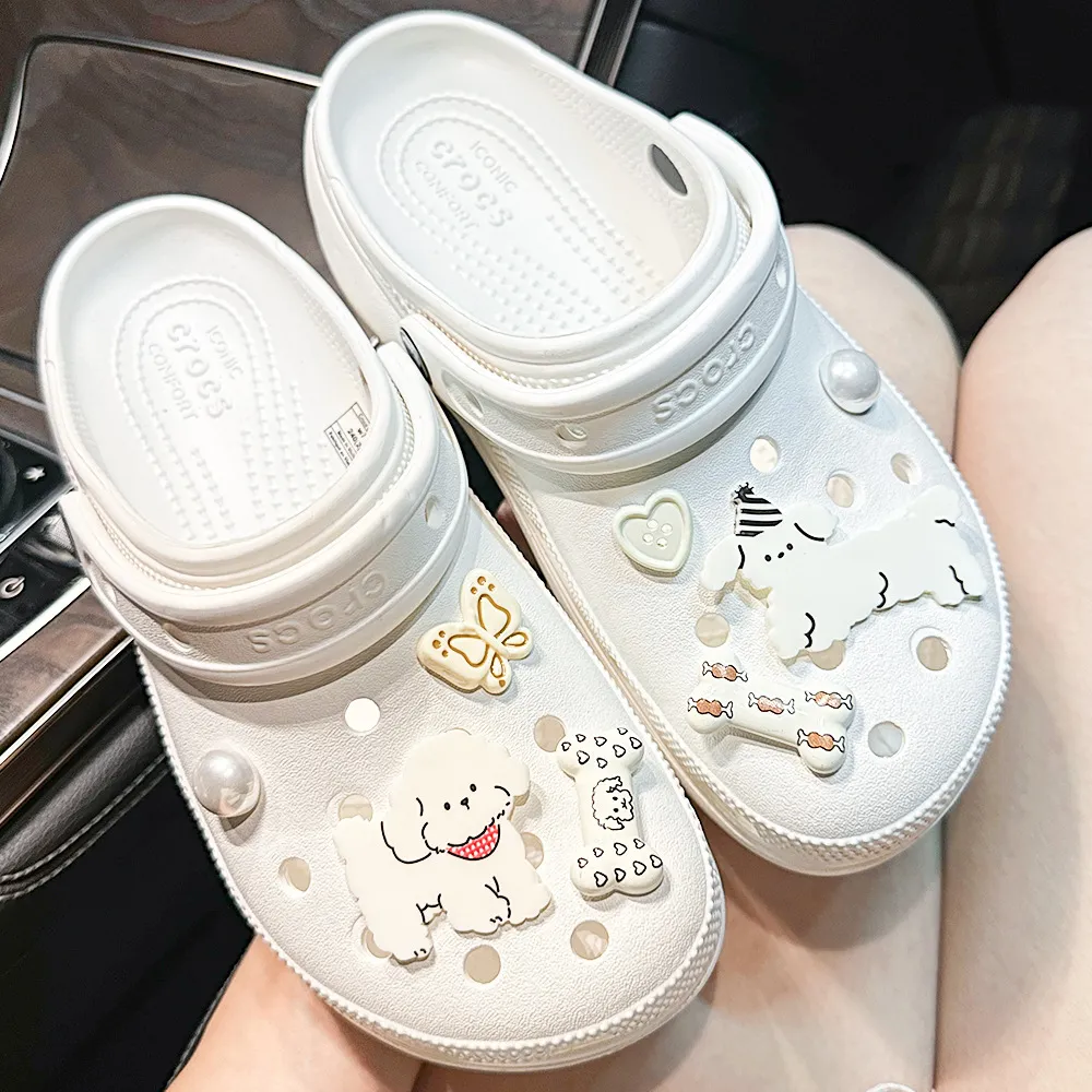 卷毛狗洞洞鞋配饰鞋花crocs装饰扣配件鞋扣树脂洞洞鞋鞋扣