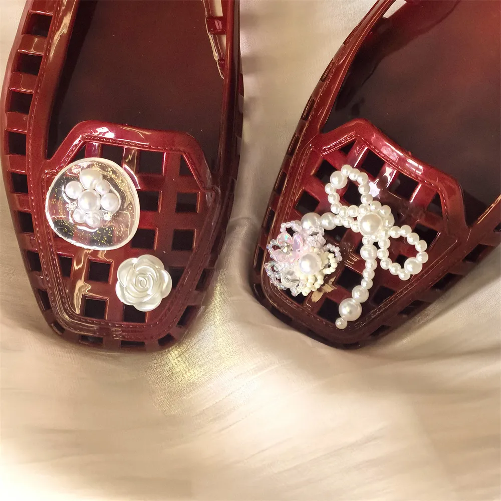 韩版果冻鞋水晶鞋花小香风珍珠蝴蝶结串珠花朵洞洞鞋配饰可拆卸鞋,服饰配件/皮带/帽子/围巾,鞋扣,淘宝优惠券,粉丝福利购,淘宝优惠卷