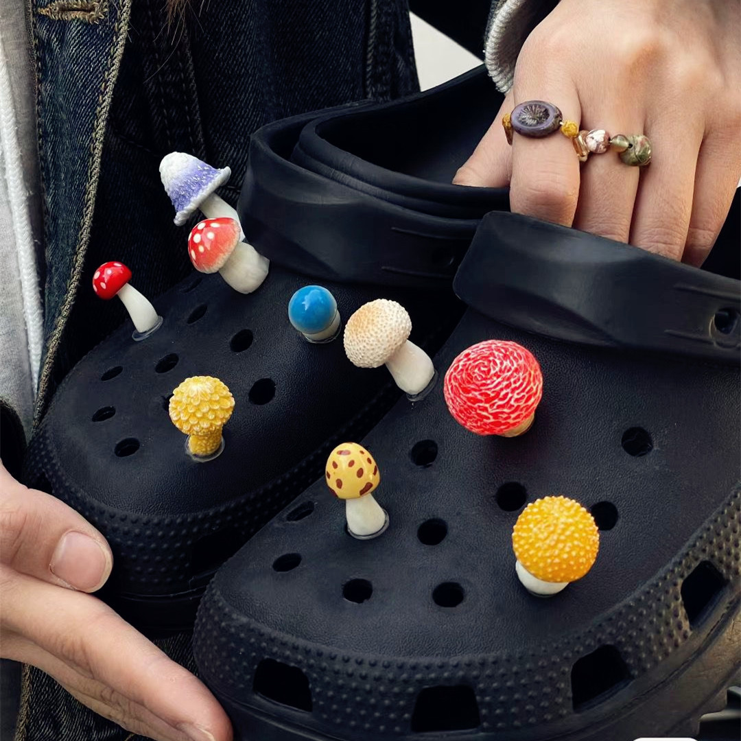 搞怪crocs卡通diy洞洞鞋鞋花配件立体丛林彩色蘑菇装饰扣洞洞鞋扣