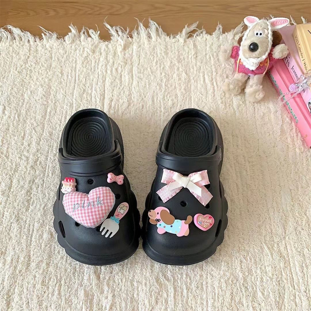 软萌少女粉色鞋花crocs鞋扣配饰爱心蝴蝶结小狗装饰扣diy配件