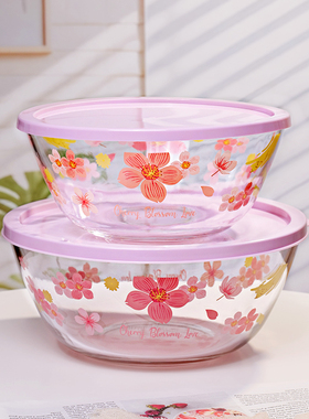 带盖和面盆家用烘焙发面玻璃盆耐高温盆子揉面垫打蛋碗盆沙拉碗