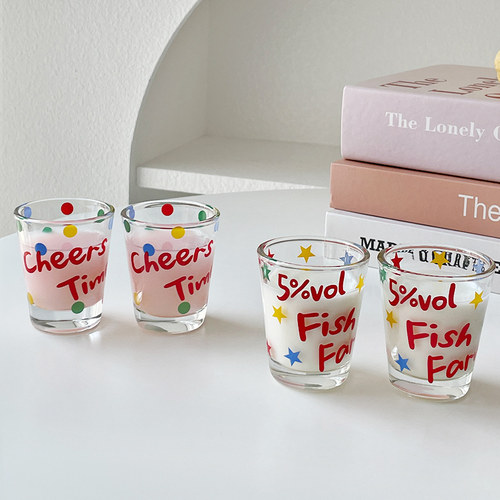 轻奢字母玻璃小酒杯家用迷你酒盅