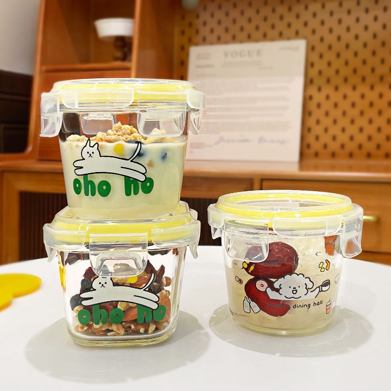 宝宝辅食盒玻璃可蒸煮婴儿专用带盖蛋羹碗冷冻储存盒迷你小保鲜盒