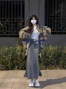 网图现货2023大码胖MM外套女秋冬外穿新款中长款宽松上衣