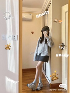 气质毛呢加厚毛衣＋半身裙女秋冬百搭显瘦A字裙2件套